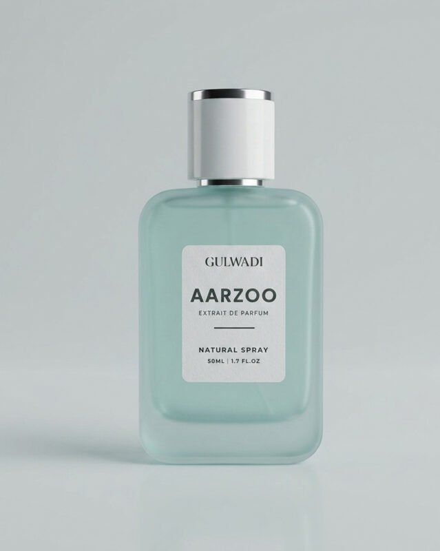 A bottle of Aarzoo, a captivating fruity floral perfume for women.