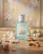 A bottle of Blue Desire, an elegant feminine floral fragrance.