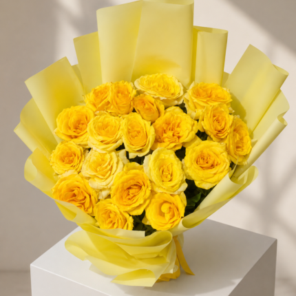 A vibrant yellow rose bouquet available from an online florist Lahore.