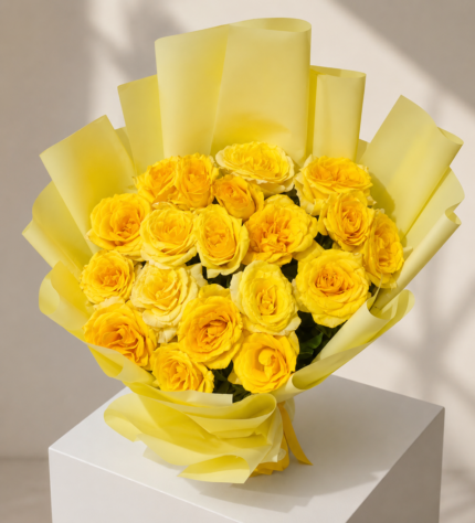 A vibrant yellow rose bouquet available from an online florist Lahore.
