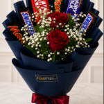A chocolate and rose bouquet from a premier Online flower shop UK to Pakistan.