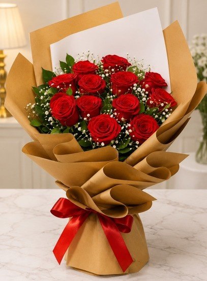 A vibrant Classic Red Rose Bouquet, perfect for red rose delivery Lahore.
