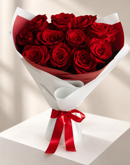 Classic Red Rose Bouquet Classic red roses arranged for professional flower delivery Lahore.