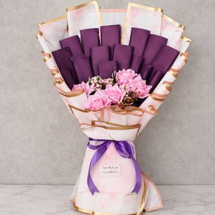 A beautiful Elegant Chocolate Rose Bouquet, perfect for chocolate delivery in Lahore.