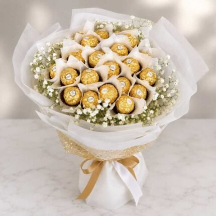 A beautiful Ferrero Rocher chocolate bouquet delivery Lahore gift.