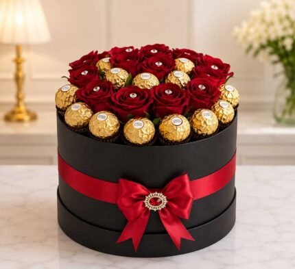 A luxurious Ferrero Rose Box, perfect for gift delivery in Lahore.