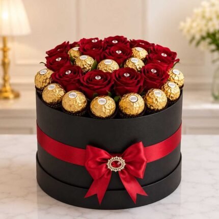 A luxurious Ferrero Rose Box, perfect for gift delivery in Lahore.