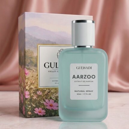 A bottle of Aarzoo, a captivating fruity floral perfume for women.