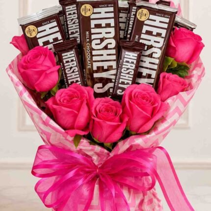 A vibrant Hershey Rose Bouquet, perfect for chocolate delivery in Lahore.