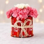 A beautiful KitKat and flower gift, available for KitKat bouquet delivery Lahore.