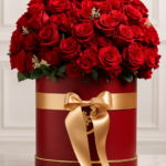 A luxury red rose box arrangement for Flower delivery Lahore.