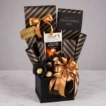 A Valentine's Day gift box featuring a Lindt bar, ready for Valentine chocolate delivery Lahore.