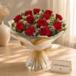 Classic red roses arranged for fresh flower delivery Lahore.