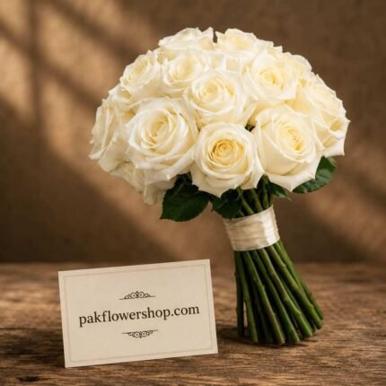 Fresh white roses from a trusted flower shop in Lahore