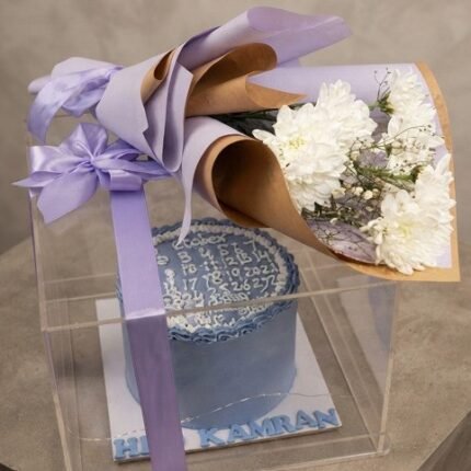 Bespoke calendar cake and flower hamper, a favorite from our online gift shop Lahore.