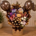 Deluxe chocolate and balloon set for birthday surprise delivery Lahore.