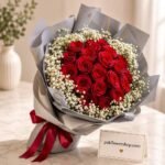 Lush red rose bouquet express flower delivery Lahore