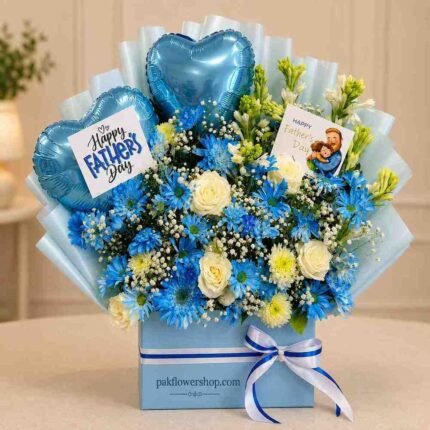 Beautiful floral arrangement for Father's Day, available for delivery in Lahore.