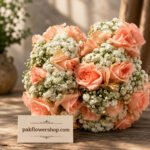 Traditional fresh peach rose gajra styled for wedding event planning Lahore