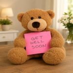 Soft teddy bear with a Get Well Soon note for delivery in Lahore.