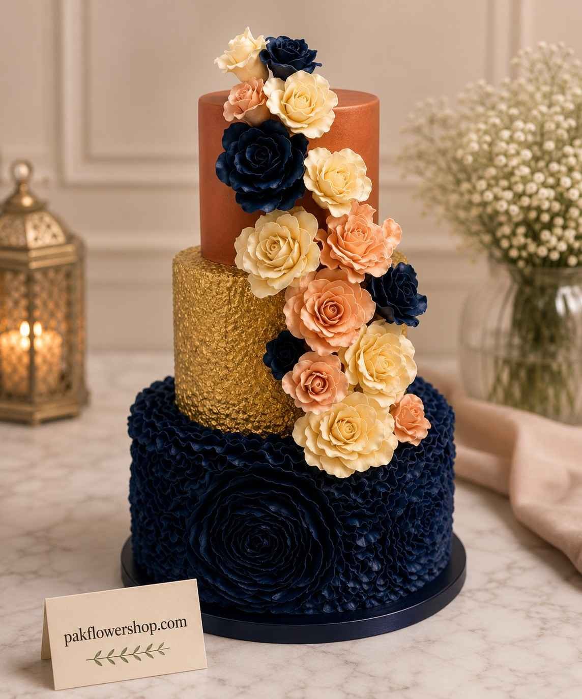 Luxury-Floral-Layer-Cake Luxury floral layer cake premium bakery services Lahore