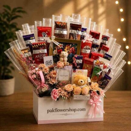 Grand chocolate and gift hamper arranged to send gifts to Pakistan