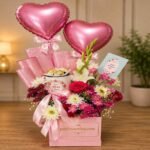 Elegant floral and chocolate hamper, recognized as one of the best gifts Lahore provides.