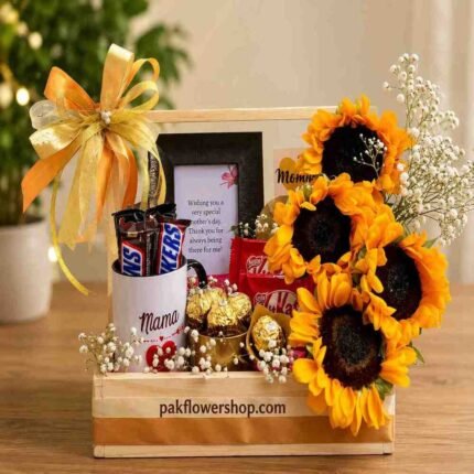 A beautiful Mother's Day sunflower arrangement from our gift shop Lahore.