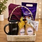 A personalized gift hamper with a custom mug, perfect for those seeking gifts in Lahore.