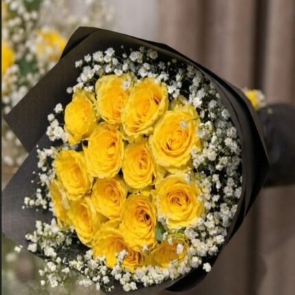A modern yellow rose bouquet available for gift delivery in Pakistan.