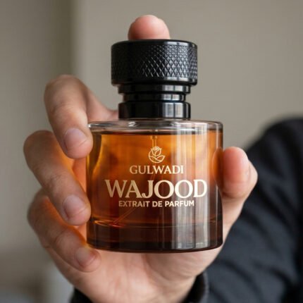 Wajood Extrait de Parfum bottle and box from Wajood, a top-rated luxury long-lasting perfume.