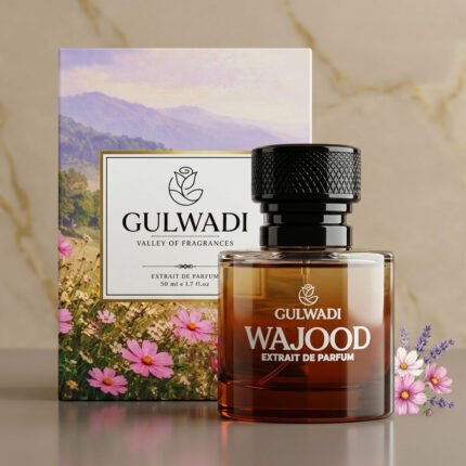 Wajood Extrait de Parfum bottle and box from Wajood, a top-rated luxury long-lasting perfume.