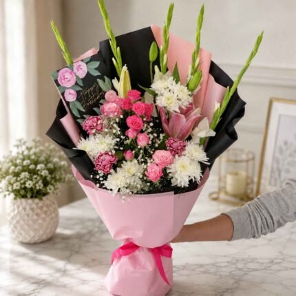 Birthday flowers Lahore pink mixed flower bouquet