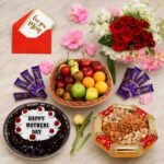 Mother's Day Gifts Pakistan hamper with flowers, cake, fruits, chocolates, and dry fruits