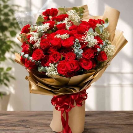Premium Red Rose Bouquet Lahore with fresh roses and elegant wrapping.