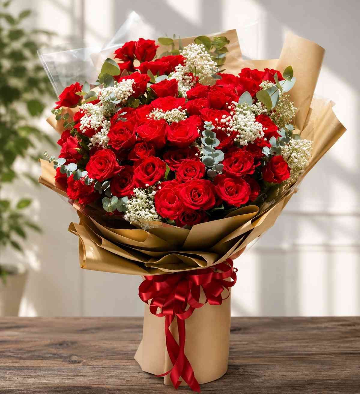 Classic Rose Bouquet Premium Red Rose Bouquet Lahore with fresh roses and elegant wrapping.
