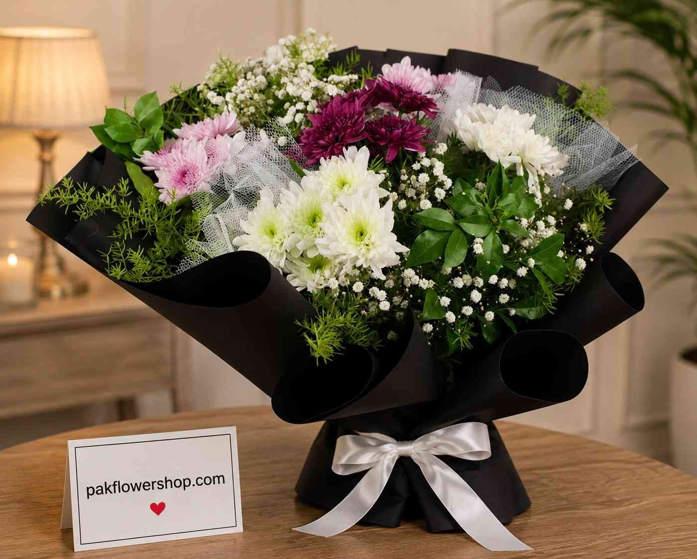 Elegant Blossom Bouquet Mixed Flower Bouquet Lahore with fresh chrysanthemums and premium wrapping.