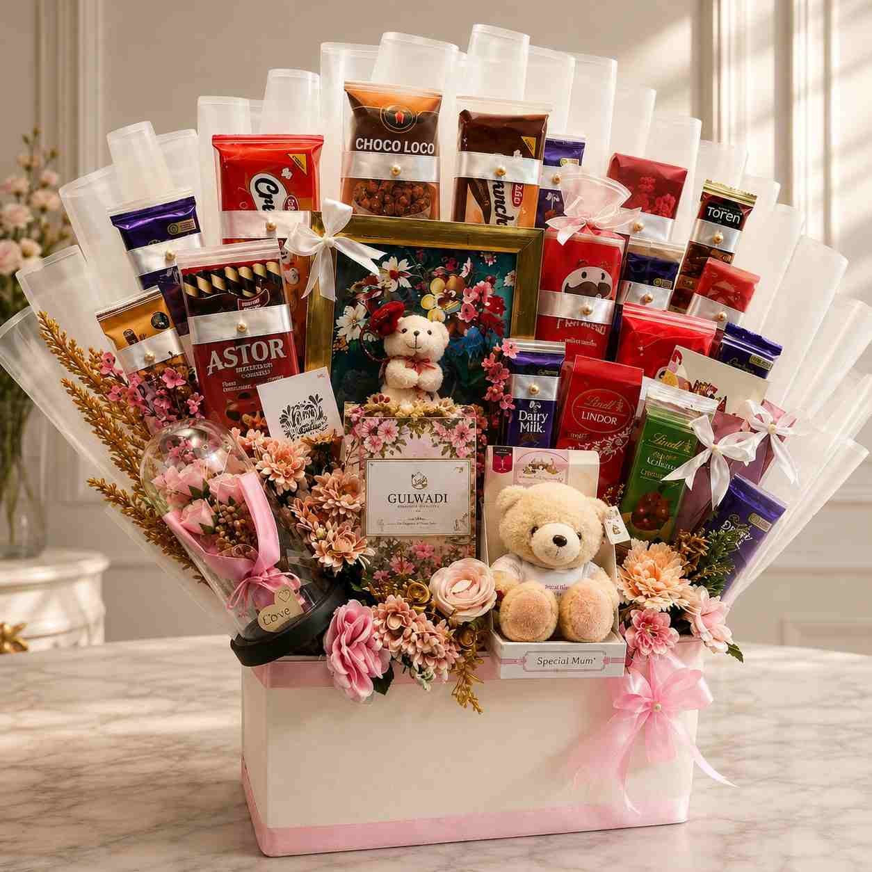 Premium Gift Hamper Lahore premium gift hamper Lahore with chocolates, flowers, teddy bears, and treats