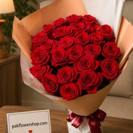 Premium Rose Bouquet Lahore with fresh red roses and elegant wrapping.
