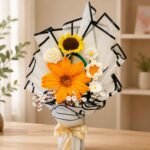 Handmade Crochet Flower Bouquet Lahore with sunflower design and elegant wrapping.
