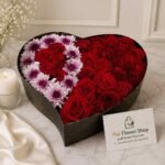 Luxury Flower Box Pakistan with fresh red roses and seasonal blooms