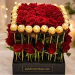 Rose Chocolate Box Pakistan with fresh red roses and premium Ferrero Rocher chocolates