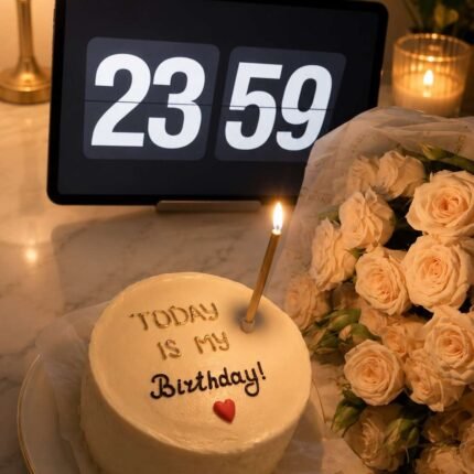 Birthday Gift Combo Pakistan with fresh roses and celebration cake.