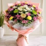 fresh flower bouquet with pastel blooms