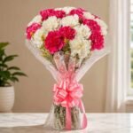 Fresh flower bouquet Lahore with pink carnations and white flowers
