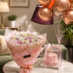 Birthday Flowers Pakistan bouquet with fresh pink and white seasonal blooms