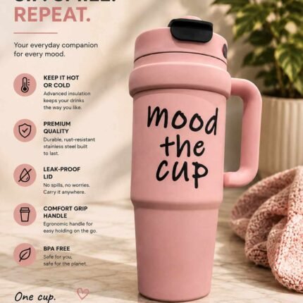 Travel Tumbler Cup Lahore in pink with insulated body and comfort handle