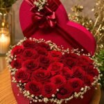Rose Box Lahore with fresh red roses in a luxury heart-shaped gift box.