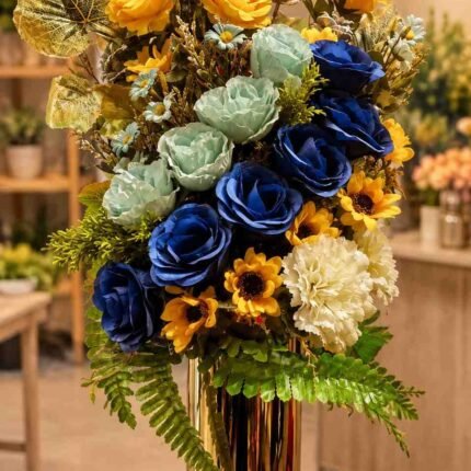 Luxury Flower Arrangement Lahore in decorative gold vase.