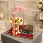 romantic gift box delivery Pakistan set on a grey block